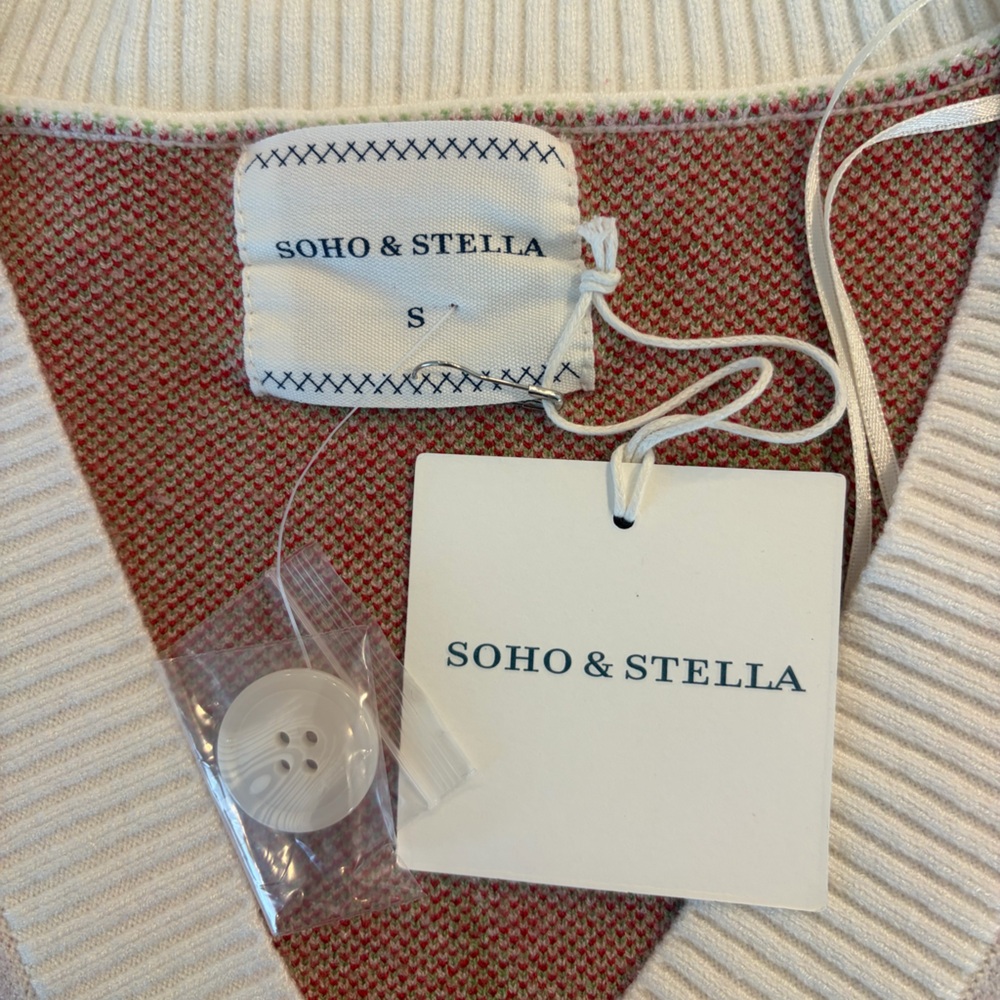 Soho & Stella Pink & Red Rose Embroidered Button Front Cardigan NWT! - Picture 8 of 9